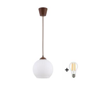 Brilagi - LED függőlámpa kábelen RETRO GLASS 1xE27/60W/230V átm. 15 cm barna/fehér NSTK7432+TK8611A kép
