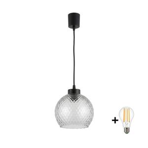 Brilagi - LED csillár kábelen R GLASS 1xE27/60W/230V átm. 25 cm fekete/füstszürke NSTK7486+TK6439A kép