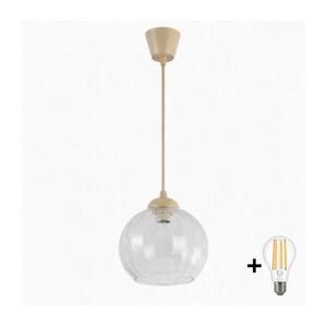 Brilagi - LED függőlámpa kábelen RETRO GLASS 1xE27/60W/230V átm. 25 cm bézs/átlátszó NSTK7491+TK8619A kép