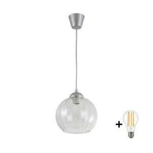 Brilagi - LED függeszték kábellel RETRO GLASS 1xE27/60W/230V átm. 25 cm ezüst/átlátszó NSTK7491+TK8612A kép