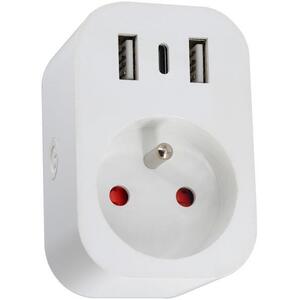 IMMAX NEO LITE Smart beltéri konnektor, E típus, 2× USB, 1× USB C , WiFi kép