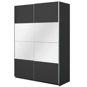 Szekrény 150cm Beta 55 Fekete/Tükör kép