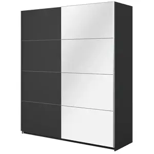 Szekrény 200cm Beta 57 Fekete/Tükör kép