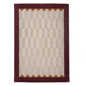 Borvörös-natúr színű kézi szövésű gyapjú szőnyeg 120x170 cm Apex Border Wool – Flair Rugs kép