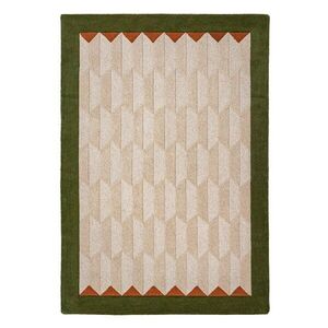 Zöld-natúr színű kézi szövésű gyapjú szőnyeg 120x170 cm Apex Border Wool – Flair Rugs kép