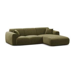 Khaki bársony sarokkanapé (jobb oldali-heverő résszel) Molino – Micadoni kép