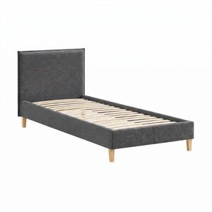 Sötétszürke kárpitozott egyszemélyes ágy ágyráccsal 90x200 cm Tina – Ropez kép