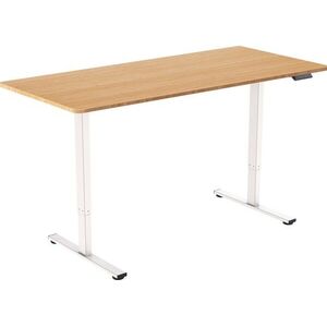 AlzaErgo Table ET2 Core fehér + 140 × 80 cm bambusz asztallap, lekerekített kép