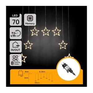 B.V. - LED kültéri karácsonyi fényfüzér 70xLED/230V 1, 2x1m IP44 meleg fehér csillagok B10303ABGF kép