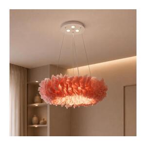 Brilagi - LED csillár zsinóron FEATHER 3xE27/40W/230V + 3xLED/3W, átmérő 50 cm, rózsaszín BRI940 kép