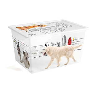 Fehér fedeles műanyag tárolódoboz 55x39x31 cm C Box Style – KIS kép