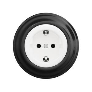 Reblig - Retro háztartási fali konnektor kerettel SCHUKO 230V/16A hófehér/fekete RG0016+RG0160 kép