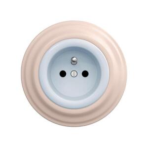 Reblig - Retro háztartási konnektor kerettel 230V kék/antik rózsaszín RG0119+RG0024 kép