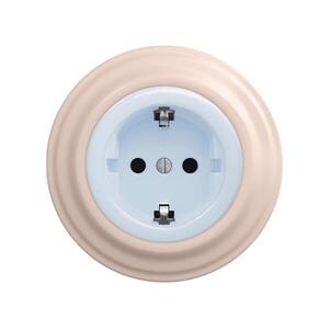 Reblig - Retro háztartási fali aljzat kerettel SCHUKO 230V/16A, kék/antik rózsaszín RG0119+RG0108 kép