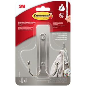3M Command™ dupla akasztó rögzítőszalaggal, csiszolt nikkel, 10, 2×6 cm, max. teherbírás 1, 3 kg kép