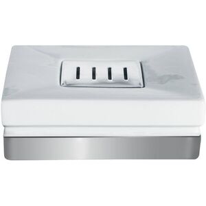Spirella szappantartó ROMA, ezüst alap, fehér porcelán kép
