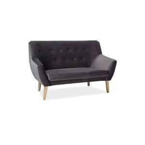 Kétszemélyes kanapé, sötétszürke bársony/bükk, NORDIC VELVET kép