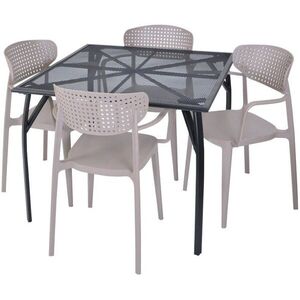 ROJAPLAST ZWMT-90 kerti bútorszett: 1 db kerti asztal + 4 db AIRE ARMCHAIR kerti szék kép