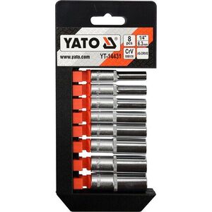 YATO YT-14431 1/4" Hatlapú dugókulcsfej készlet, 8 db, 5, 5-13 mm kép