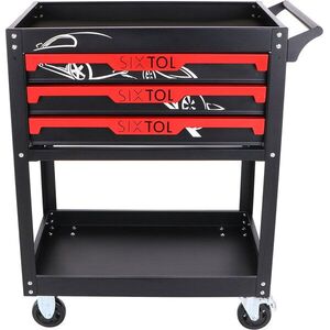 SIXTOL műhelykocsi szerszámok számára, Mechanic Trolley Jason, 3 fiók, 1 polc kép