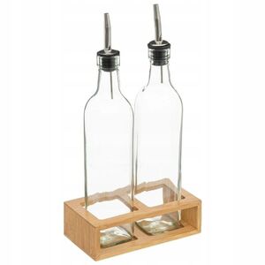 Olaj- és ecettartó üveg bambusz állványon GUSTO, 2x 480 ml kép