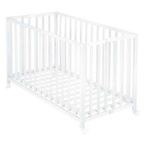Fehér összecsukható gurulós babaágy 60x120 cm Fold up – Roba kép