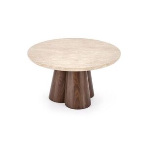 Dohányzóasztal, 80 cm, travertin / dió - CLOCHETTE - Butopêa kép