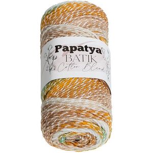 Bellatex fonal Papatya Cotton Blend batik 100 g - 1011 fehér, barna, zöld kép