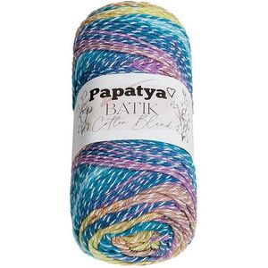 Bellatex fonal Papatya Cotton Blend batik 100 g - 1010 fehér, lila, kék kép
