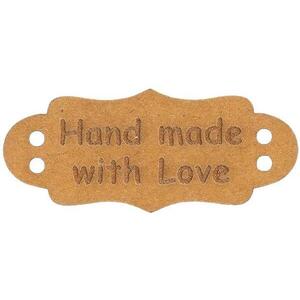 Bellatex 401192 "HAND MADE WITH LOVE" papír felvarró, 40×17 mm, 6 db kép