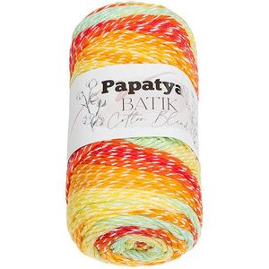 Bellatex fonal Papatya Cotton Blend batik 100 g - 1004 fehér, sárga, zöld kép