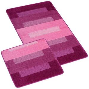 Bellatex Bany Szett, téglalap mintás, 60×100 cm + 60×50 cm, rózsaszín-bordó kép