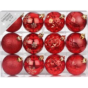 LAALU 12 db-os dekoráció készlet: 6 cm-es piros gömbdíszek keveréke kép