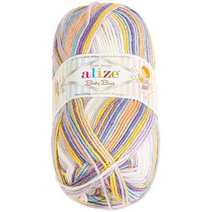 Bellatex Baby Best Batik 100 g - 8104 fehér, sárga, lila, kék kép
