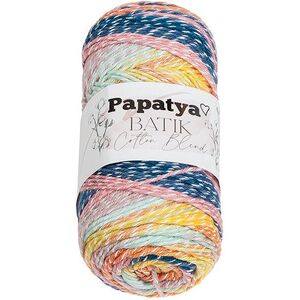 Bellatex fonal Papatya Cotton Blend batik 100 g - 1003 fehér, narancssárga, rózsaszín kép