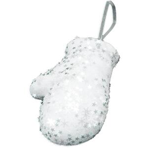 LAALU Karácsonyi dísz - kesztyű, fehér csillámos, 10 cm kép