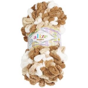 Bellatex fonal Puffy color 100 g - 6398 fehér, bézs, barna kép