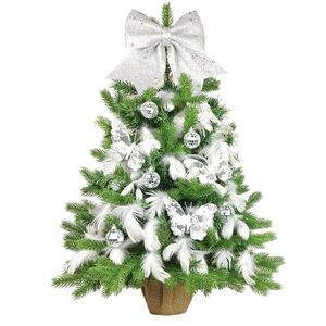 LAALU karácsonyfa LED fényekkel díszítve - Ezüst boldogság, 21 dísz, 60 cm kép