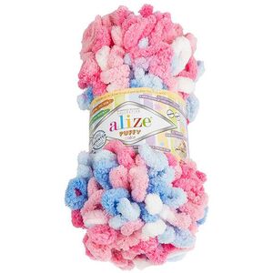 Bellatex fonal Puffy color 100 g - 6525 fehér, rózsaszín, kék kép
