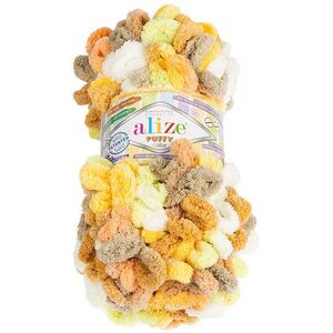 Bellatex fonal Puffy color 100 g - 6528 fehér, bézs, sárga, zöld kép