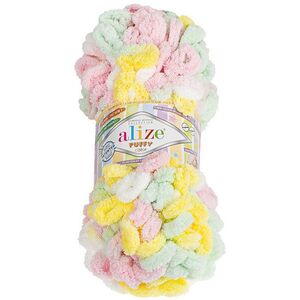 Bellatex fonal Puffy color 100 g - 5862 fehér, rózsaszín, sárga, zöld kép