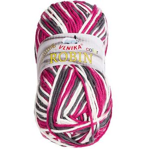 BELLATEX Robin color 100 g - 61 fehér, szürke, málna kép
