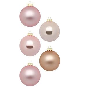 LAALU 30 db-os dekoráció készlet: 6 cm-es rózsaszín - krémszín gömbdíszek keveréke kép