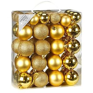 LAALU 50 db-os dekoráció készlet: 4 és 6 cm-es arany gömbdíszek keveréke kép