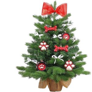 LAALU Díszített karácsonyfa LED világítással - KUTYUS AJÁNDÉKA, 14 db dísz, 60 cm kép