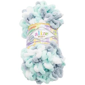 Vlnika Puffy color 100 g, 6408 fehér, szürke, menta kép