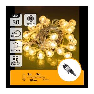 B.V. - LED kültéri karácsonyi fényfüzér, 50 LED, 8 funkciós, 8 m, IP44, meleg fehér B103031NT kép