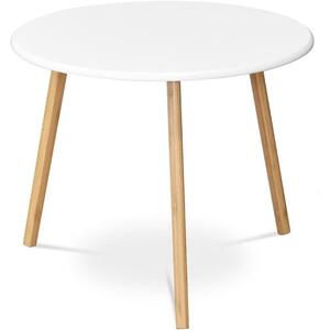 Lerakóasztal, fehér MDF lap, natúr bambusz lábak, 60×60×50 cm kép