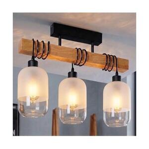 Brilagi - Felületre szerelhető csillár WOOD GLASS 3xE27/60W/230V fenyő/fekete/fehér EG44074+3xNSTK7777 kép