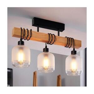 Brilagi - Felületre szerelhető WOOD GLASS csillár 3xE27/60W/230V fenyő/fekete/fehér EG44074+3xNSTK7779 kép